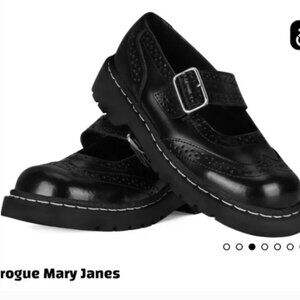 TUK Women's Brogue Mary Jane Flat Shoes Black Leather Women's size 7 🆕⌚📦🏃💨🚚